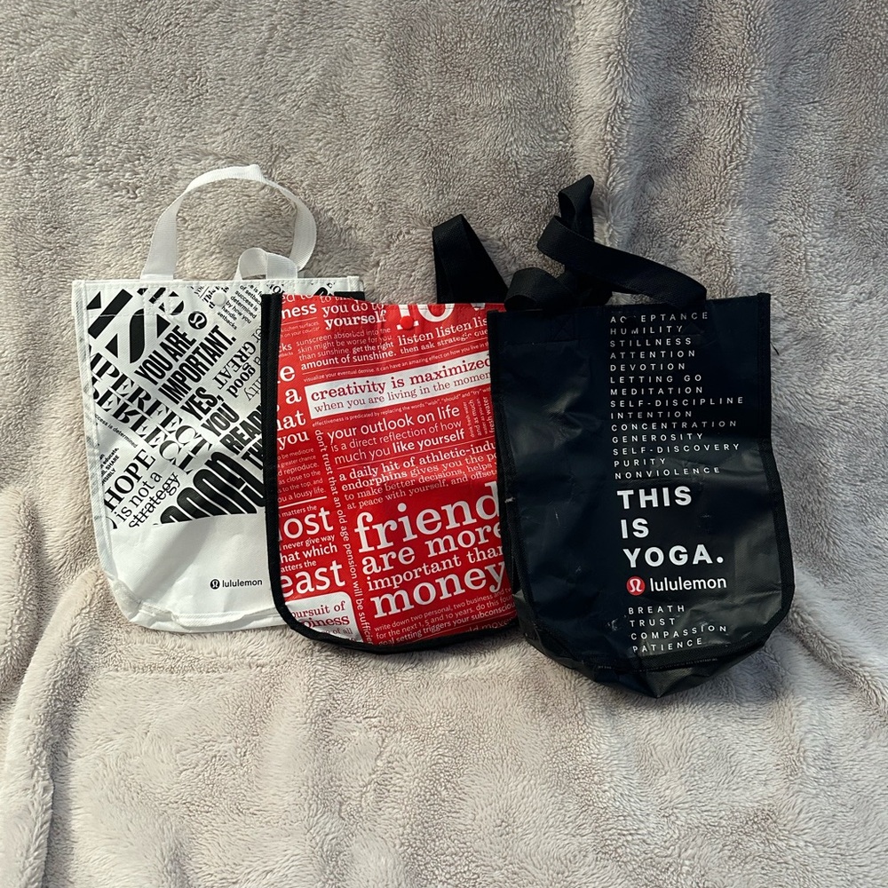 lululemon athletica Tote Bags - White, Red, and Black